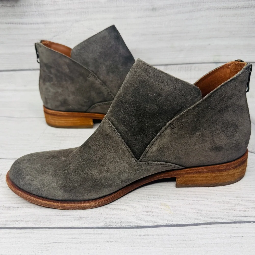 Kork-Ease Ryder Gray Suede Zip Back Ankle‎ Boots Size 6.5